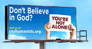 A billboard sponsored by the Central New York Humanists