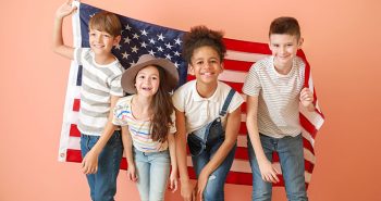 Kids with US Flag