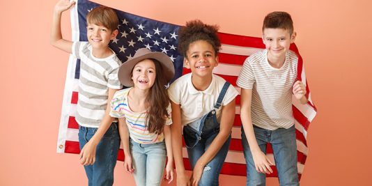 Kids with US Flag
