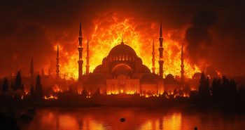 Mosque Engulfed in Flames