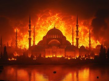 Mosque Engulfed in Flames